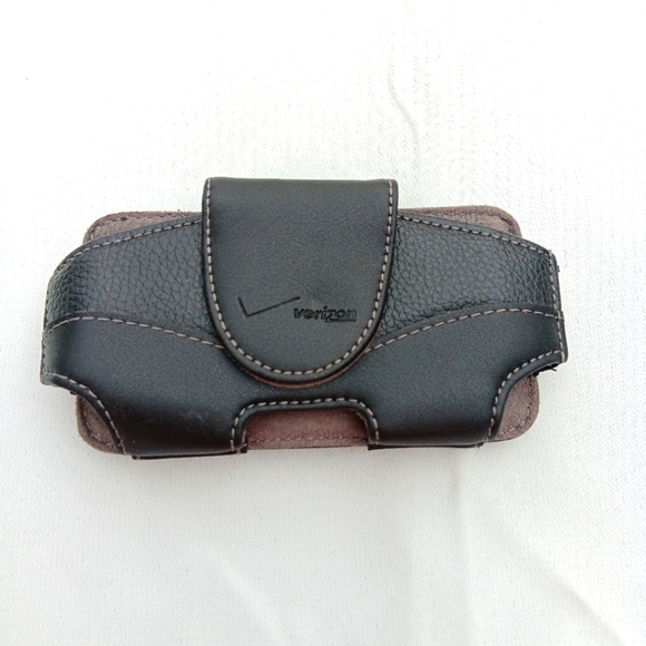 Verizon Other - VTG Black Leather Cell Phone Case Cover Pouch Holster Swivel Belt Clip VERIZON